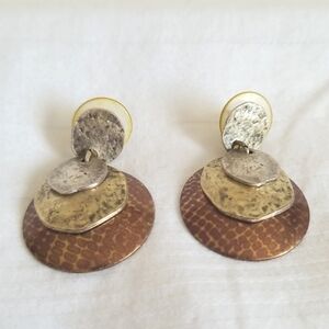 Gold Silver Copper Hammered Hoop Earrings